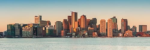 New England-Massachusetts-Boston-city skyline from Boston Harbor-dawn Cityscapes Print
